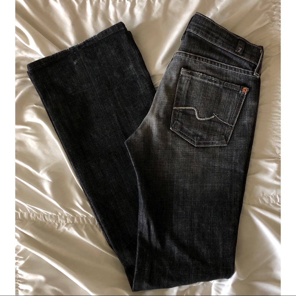 Girls 7 Seven For All Mankind Bootcut Jean Size 12 Distressed Dark Wash